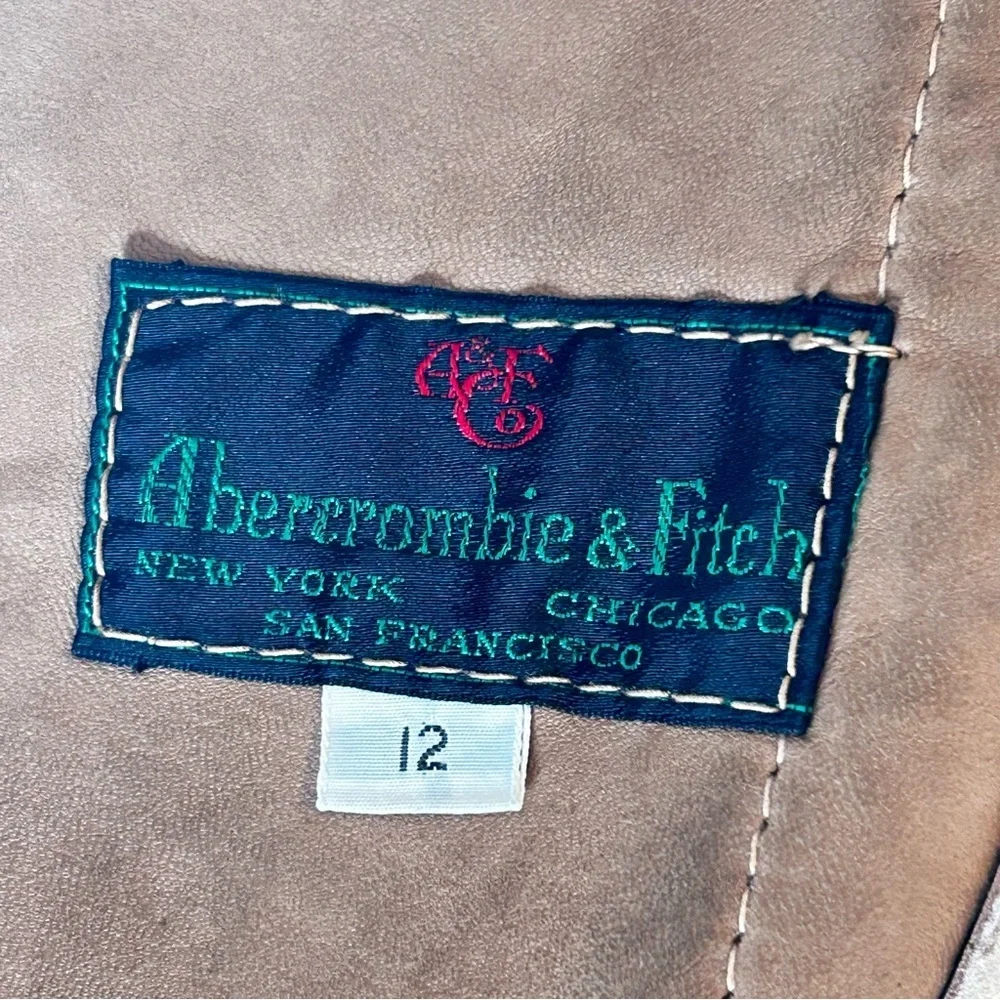 RARE Vintage Abercrombie & Fitch 70/80s Lambskin Suede Vest Tan and Brown 12